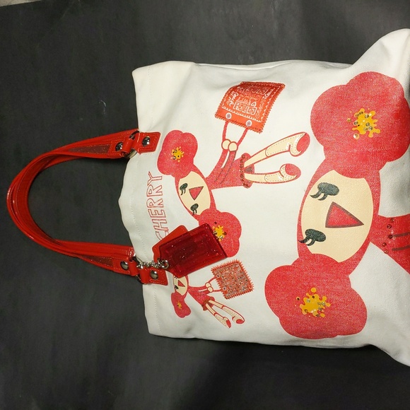RARE Coach Poppy Cherry Chan Tote Bag - Picture 2 of 15